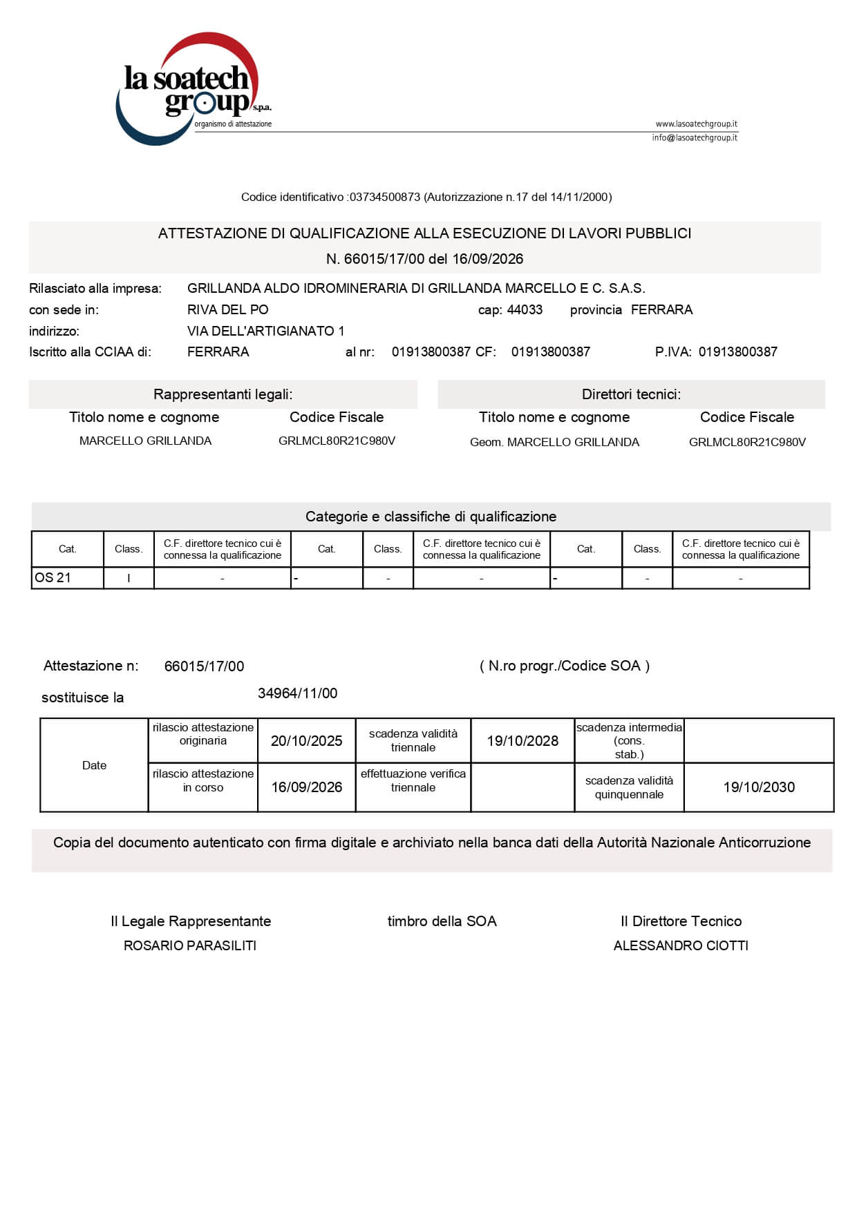 attestazione soatech